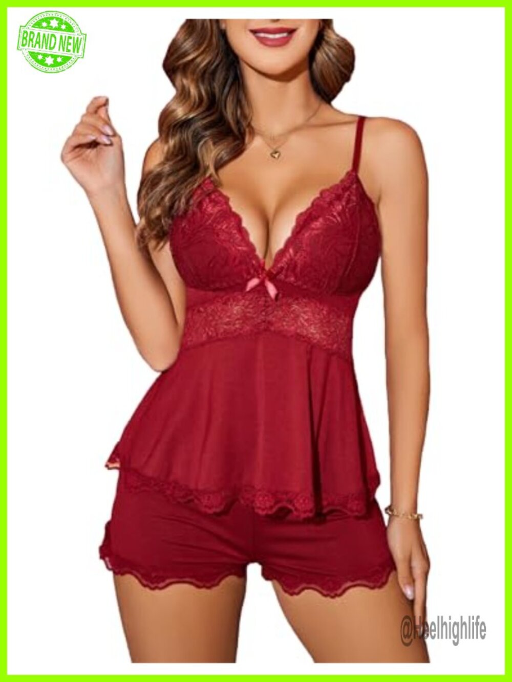 Women's Lace Cami Pajama Set Shorts 2 Piece